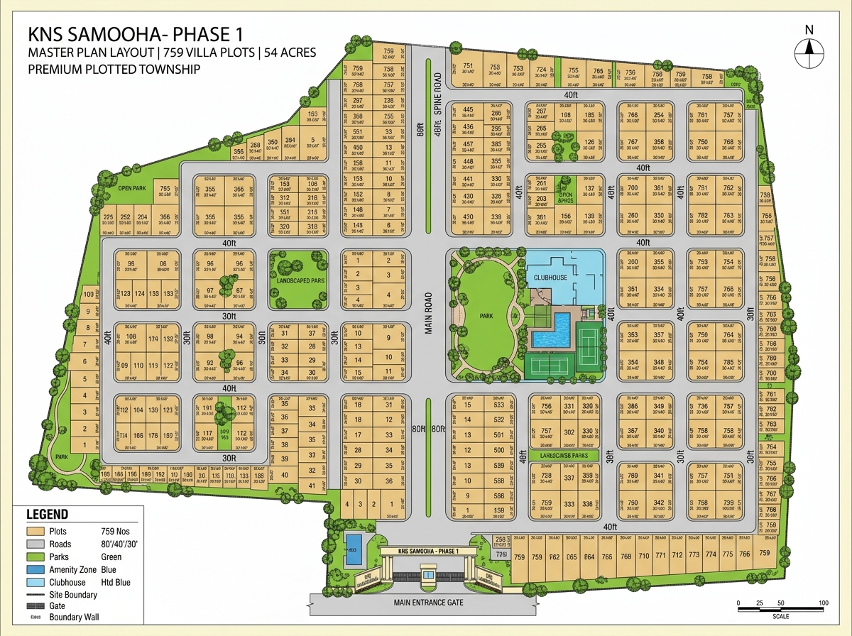 KNS Samooha Phase 1 — Master Plan Layout with 759 Villa Plots